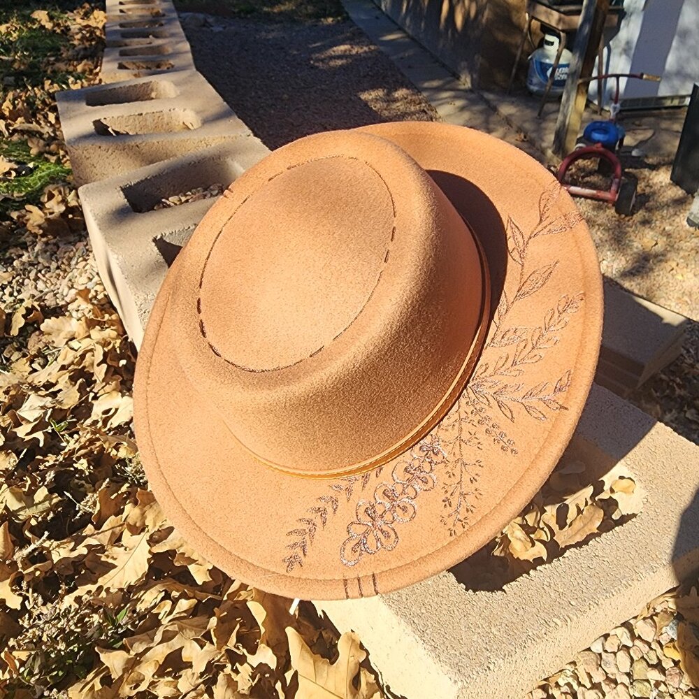 Hand-Burned Custom Felt Hat - Rustic Boho Style